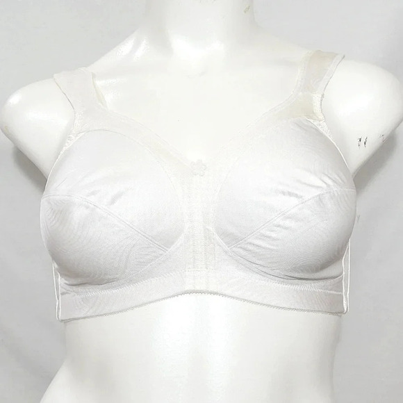 42C Exquisite Form 2558 Jacquard Satin Divided Cup Wire Free Bra White NWOT - Picture 2 of 5
